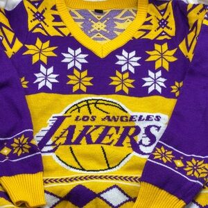 Los Angeles Lakers Holiday Party Purple and Yellow Sweater